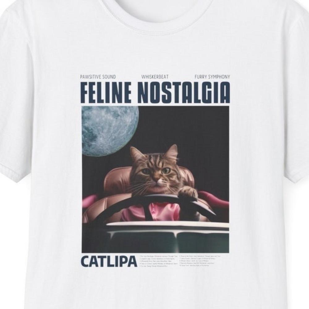 Feline Nostalgia Cat Music Parody Aesthetic Graphic T-Shirt